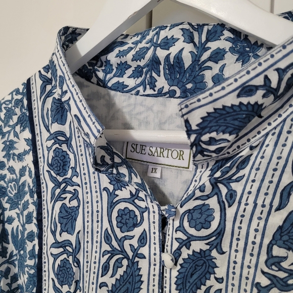 Anthropologie Sue Sartor Palladio Kaftan Blue Maxi Dress - Picture 7 of 10
